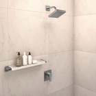 Porta Shampoo Reto Simples Parafuso Metal e Plástico Prata 4,5x10,2x45,5cm  Deca